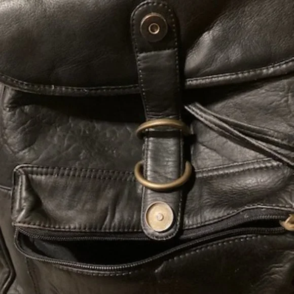 FRYE Black Leather Back Pack - Picture 5 of 12